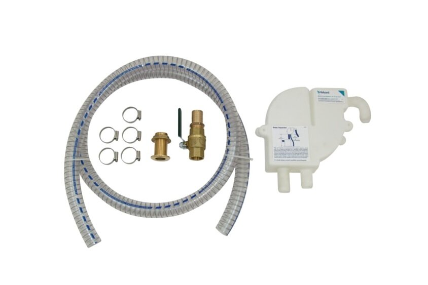 Silent exhaust kit for boat generators to reduce onboard noise