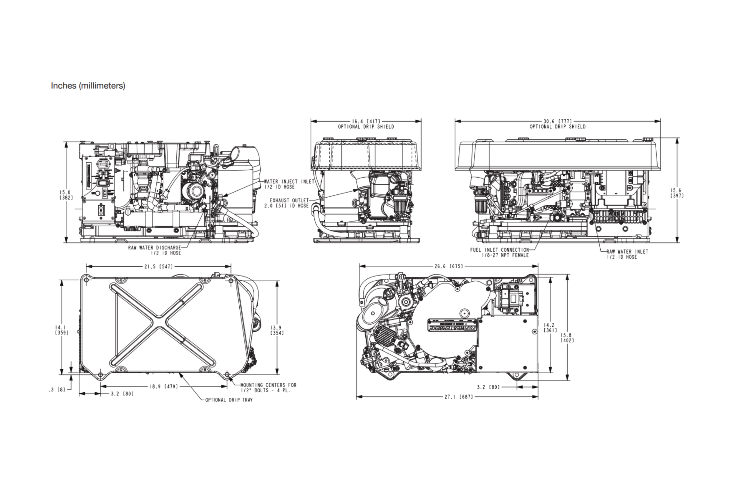 Westerbeke 3.5 MCGB Dimensions
