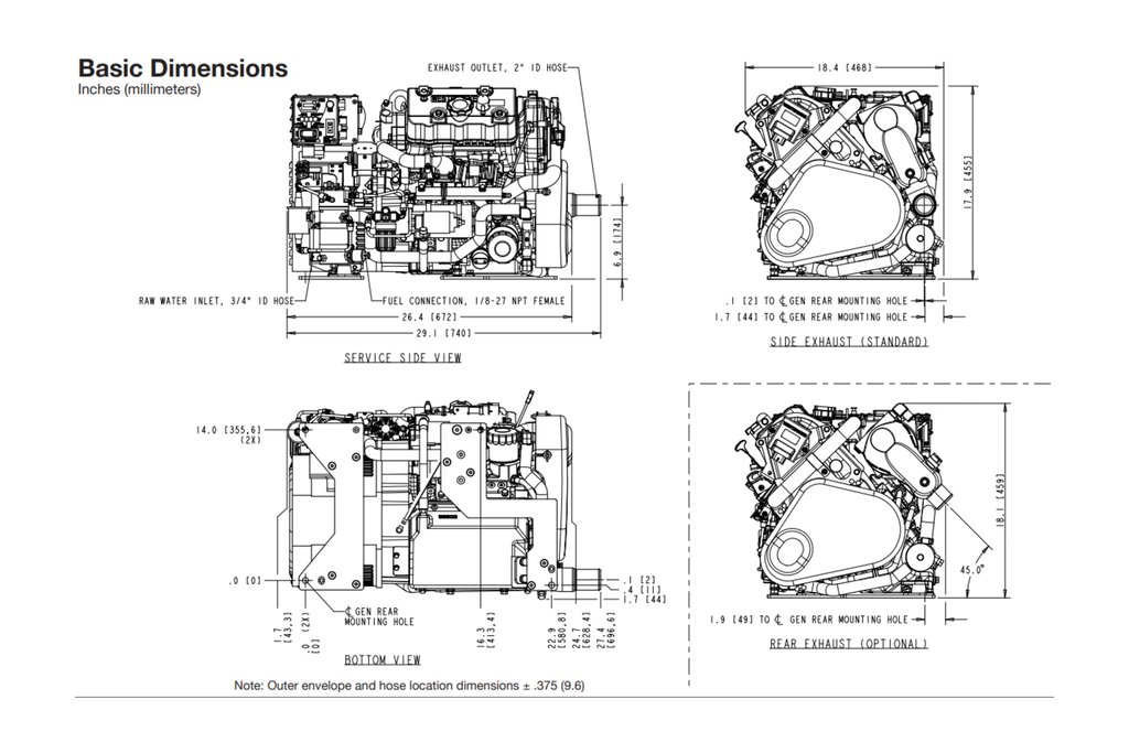 Westerbeke 4.2 MCGB Dimensions
