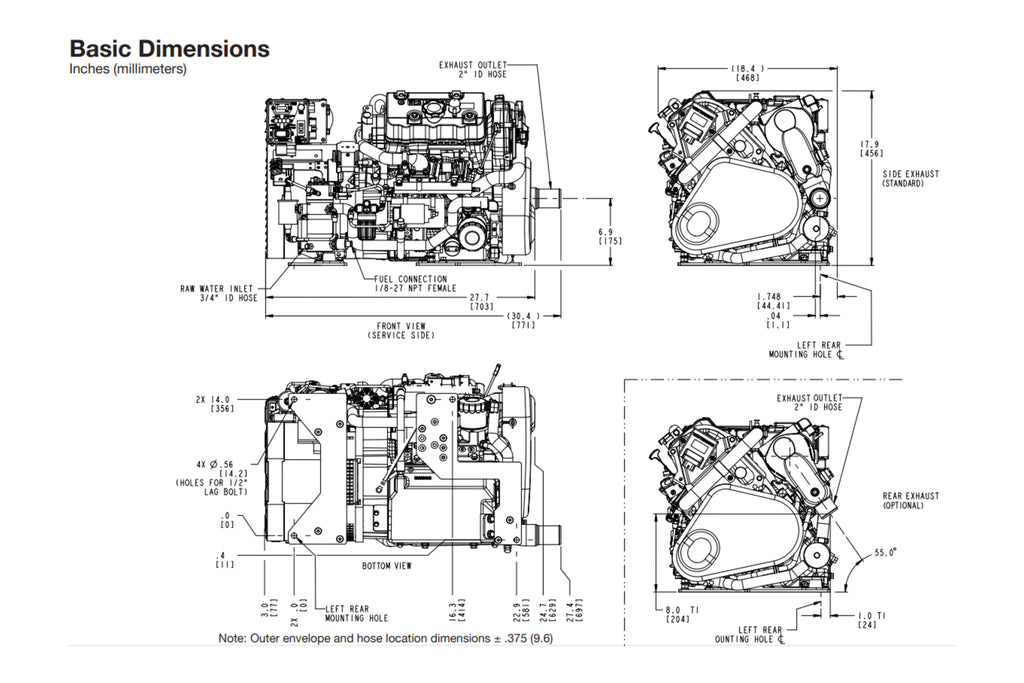 Westerbeke 6.2 MCGB Dimensions