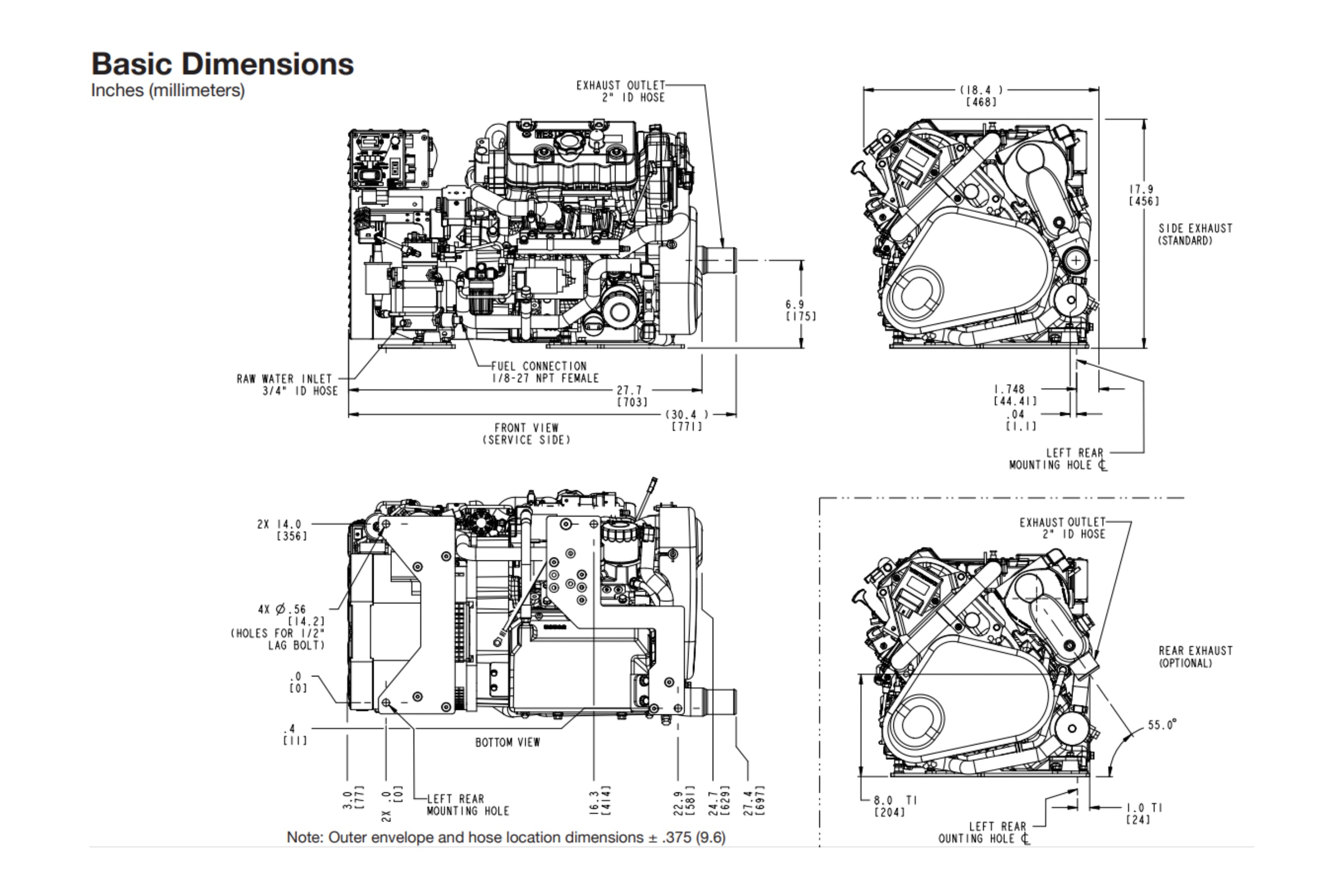 Westerbeke 6.2 MCGB Dimensions
